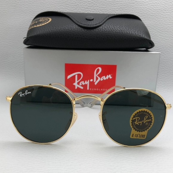 LIKE NEW RayBan Round Metal RB3447 G15 Green Lenses Ray ban Sunglasses - Picture 6 of 12
